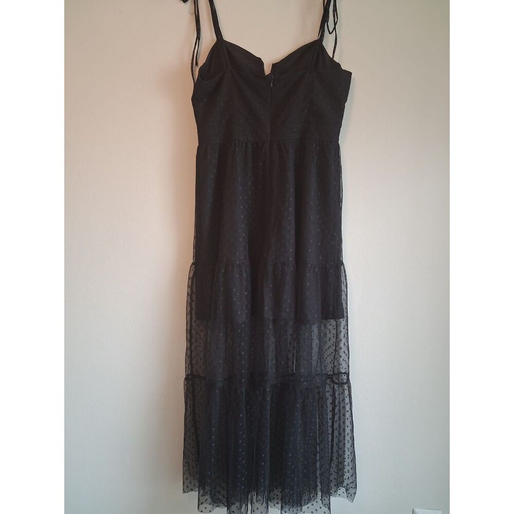 Lulu's Romantic Spot Black Polka Dot Cocktail Dress Medium - Picture 3 of 8
